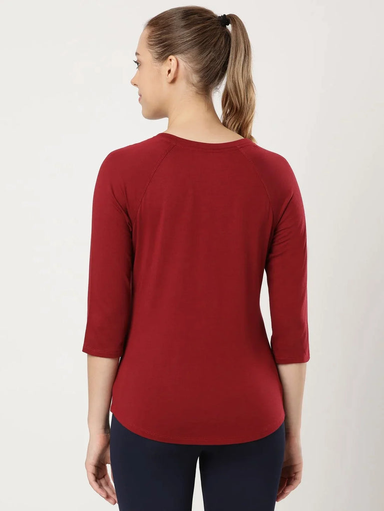 Rhubarb JOKCEY Women's Round Neck Three Quarter Sleeve T-Shirt 