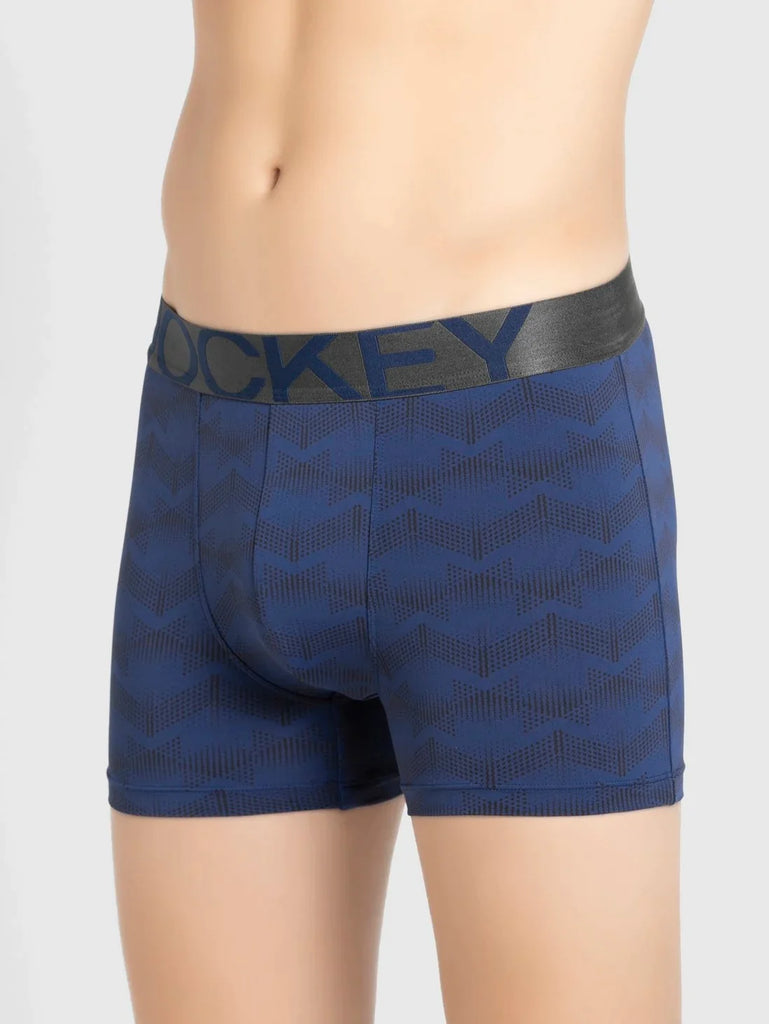 Rich Royal Blue Printed Jockey Elastane Stretch Printed Trunk Underwear For Men