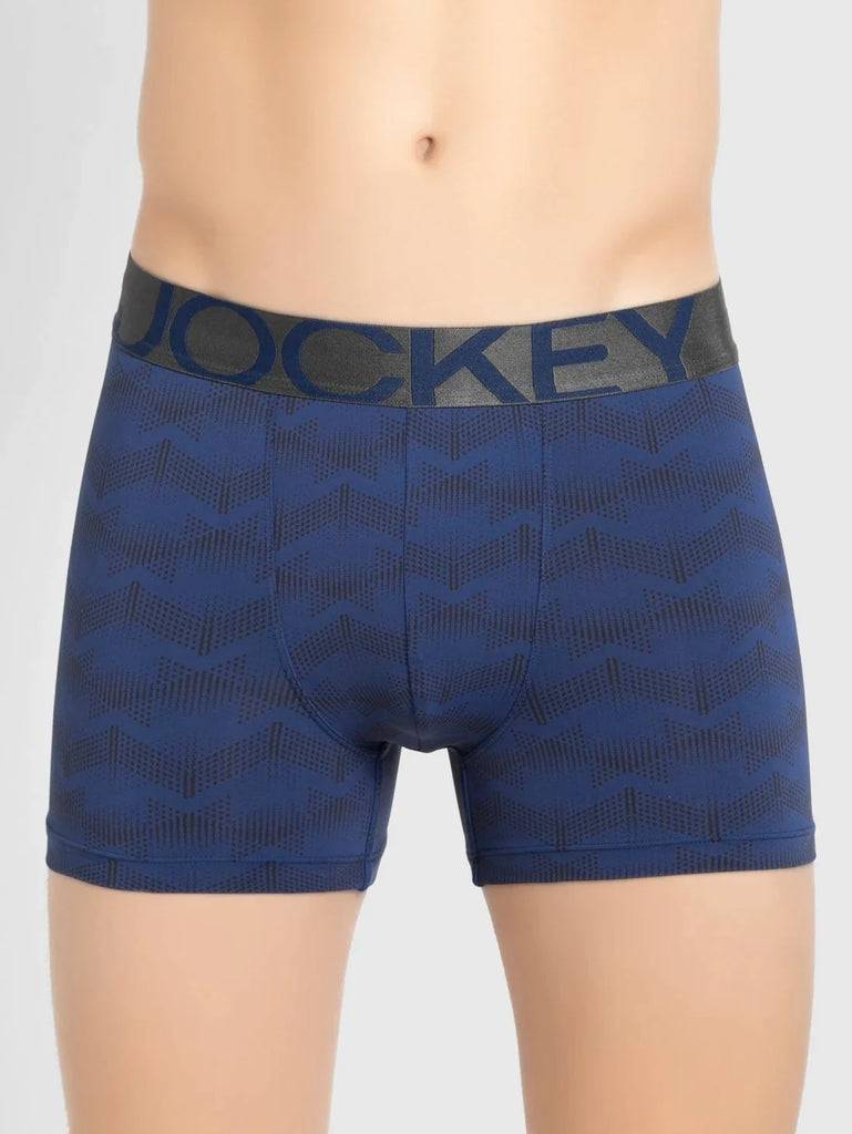 Rich Royal Blue Printed Jockey Elastane Stretch Printed Trunk Underwear For Men