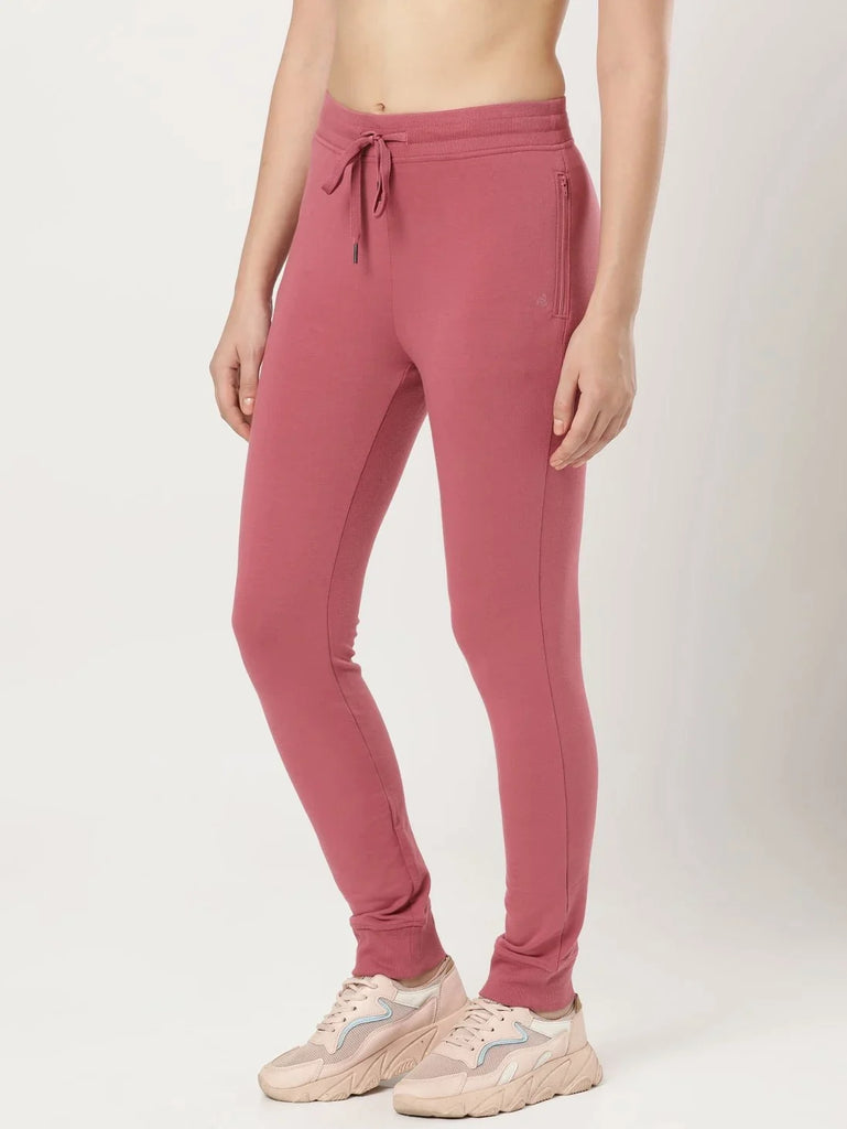 Rose Wine Jockey Women's Super Combed Cotton Elastane French Terry Slim Fit Joggers