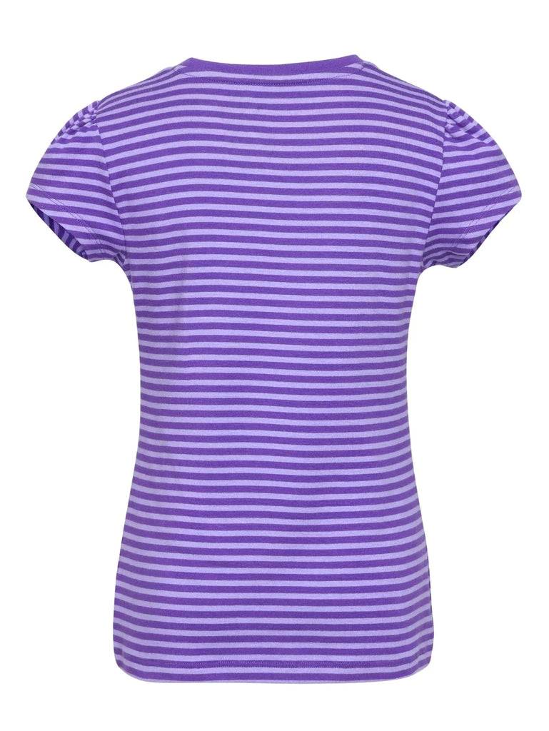 Royal Purple & Paisley Purple Jockey Girl's Striped Short Sleeve T-Shirt