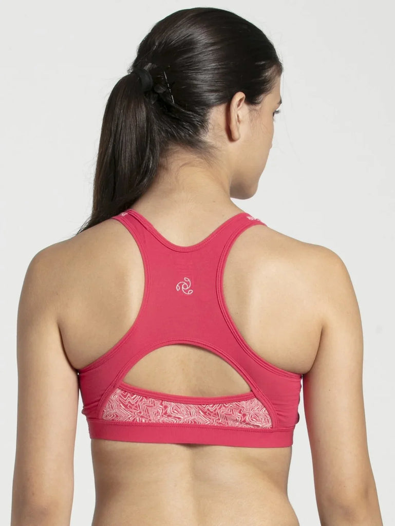 Ruby Assorted Printed JOCKEY Women's Wirefree Padded Racer Back Styling Active Bra.