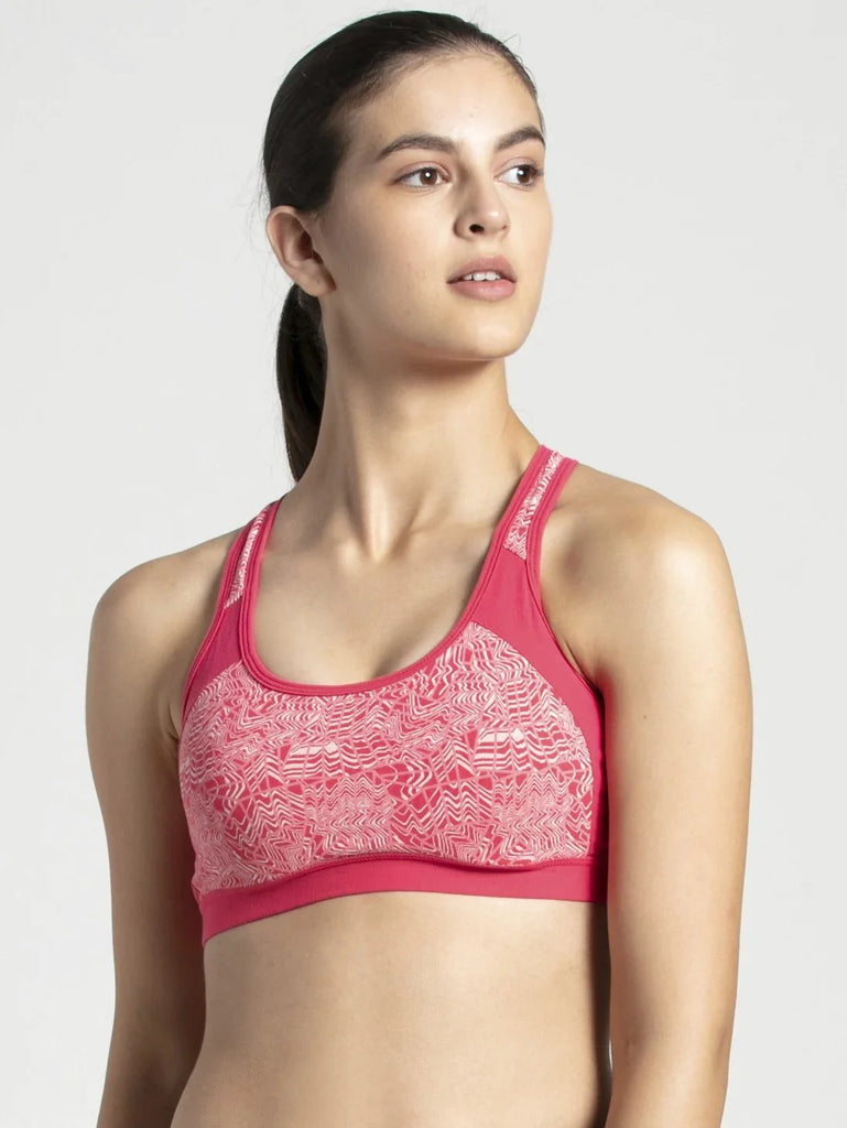 Ruby Assorted Printed JOCKEY Women's Wirefree Padded Racer Back Styling Active Bra.