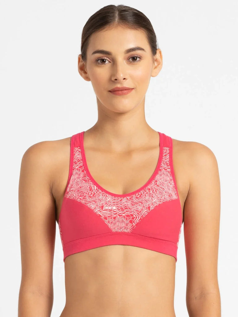 Jockey-Women's Wirefree Padded Super Combed Cotton Elastane Stretch Full  Coverage Racer Back Active Bra with Stay Fresh and Moisture Move Treatment