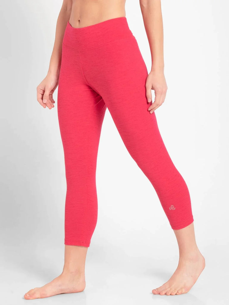 Ruby Marl JOCKEY Women's Combed Cotton Elastane Stretch Slim Fit Capri.