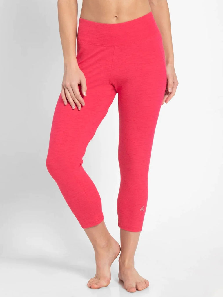 Ruby Marl JOCKEY Women's Combed Cotton Elastane Stretch Slim Fit Capri.