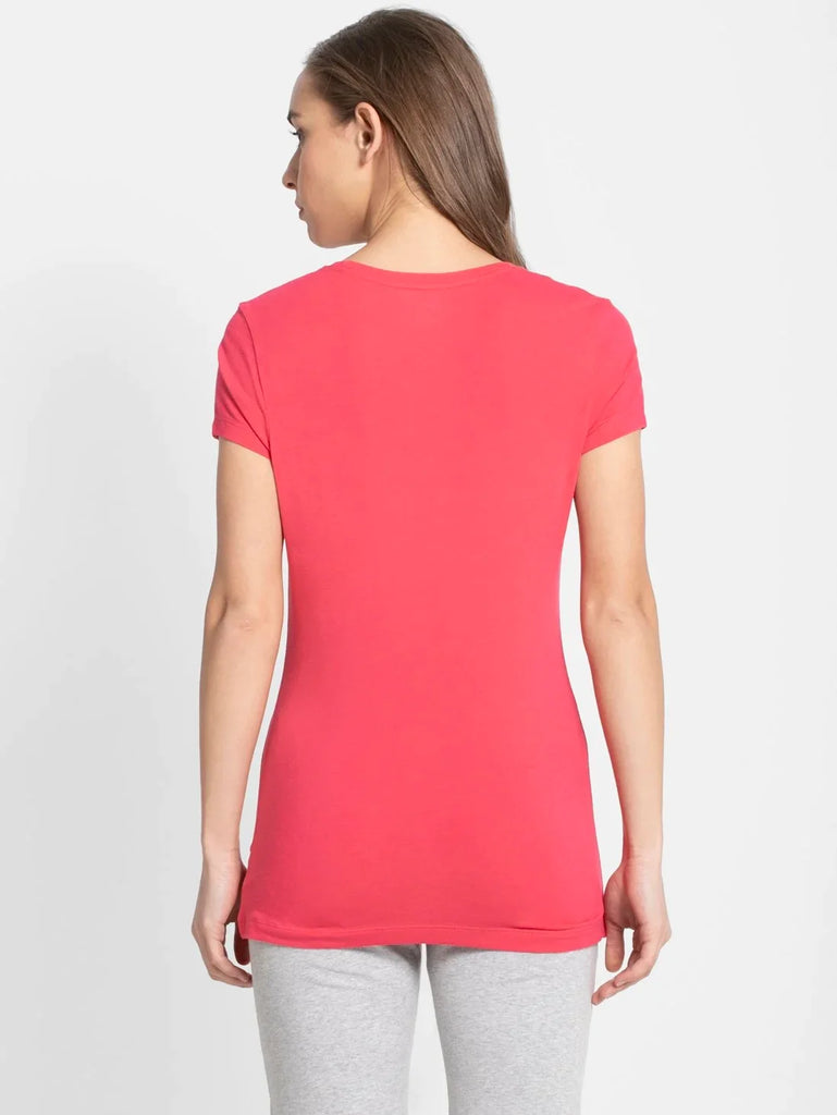 Ruby JOCKEY Women's Regular Fit Solid Round Neck Half Sleeve T-Shirt