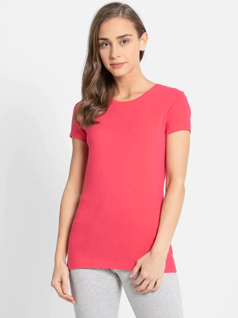 Ruby JOCKEY Women's Regular Fit Solid Round Neck Half Sleeve T-Shirt