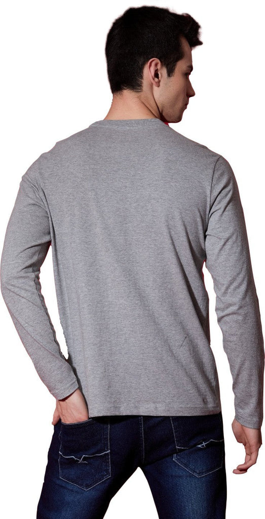 Grey USPA MEN FULL SLEEVES SOLID T-SHIRT