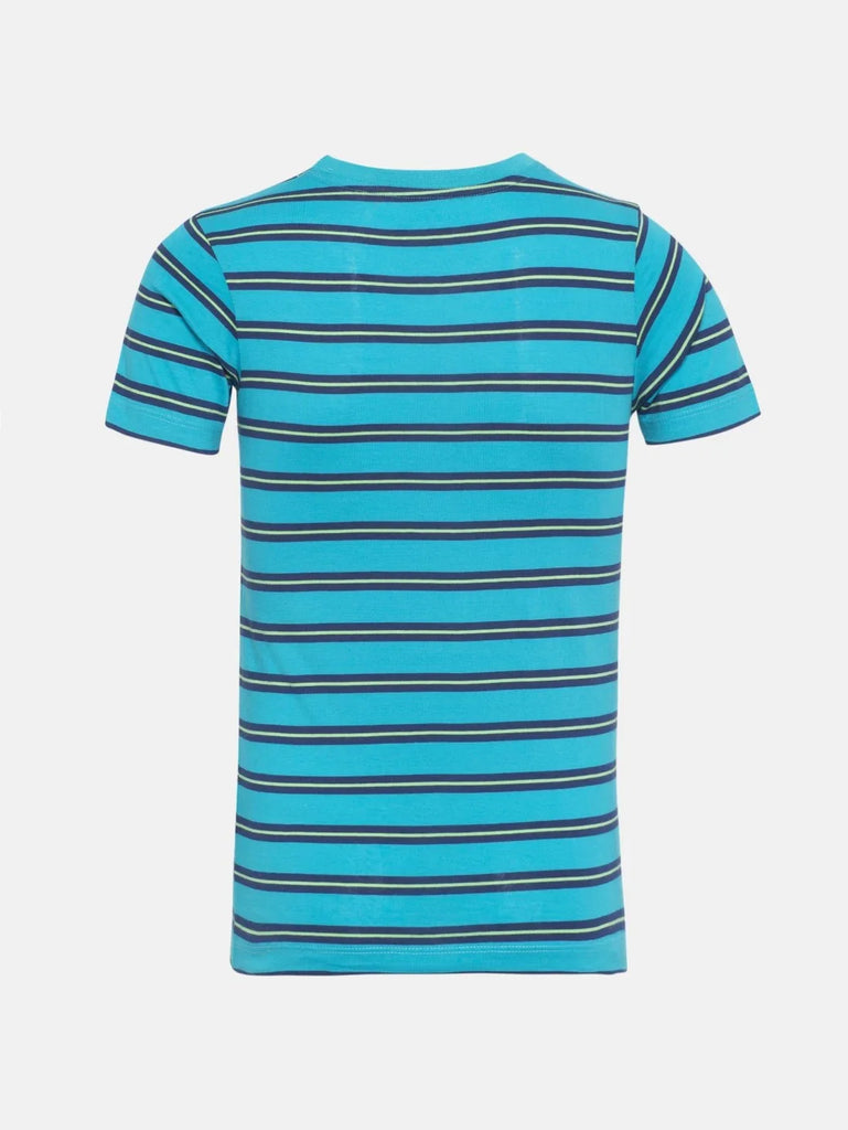 Scuba Blue JOCKEY Boy's Striped Half Sleeve T-Shirt