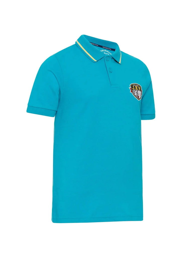 Scuba Blue JOCKEY Boy's Graphic Printed Half Sleeve Polo T-Shirt