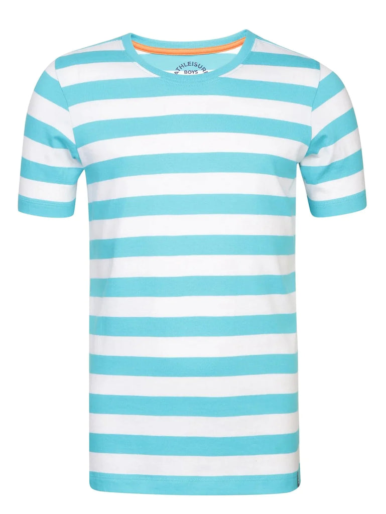 Scuba blue/white JOCKEY Boy's Striped Half Sleeve T-Shirt