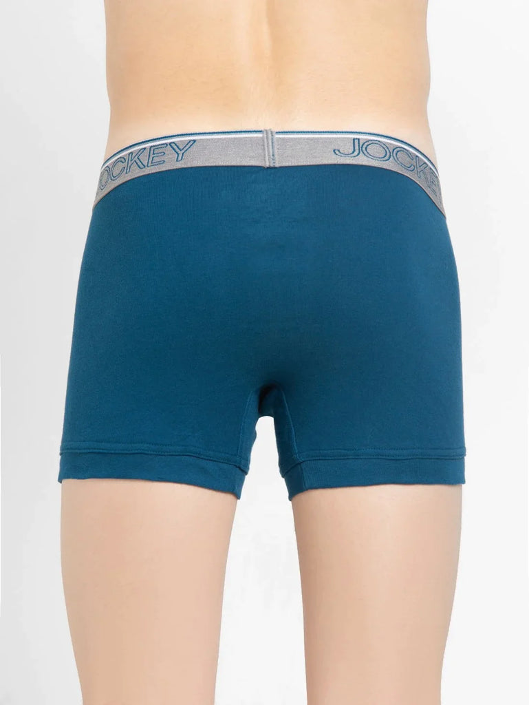 Seaport Teal Jockey Cotton rib Solid Trunk Underwear For Men