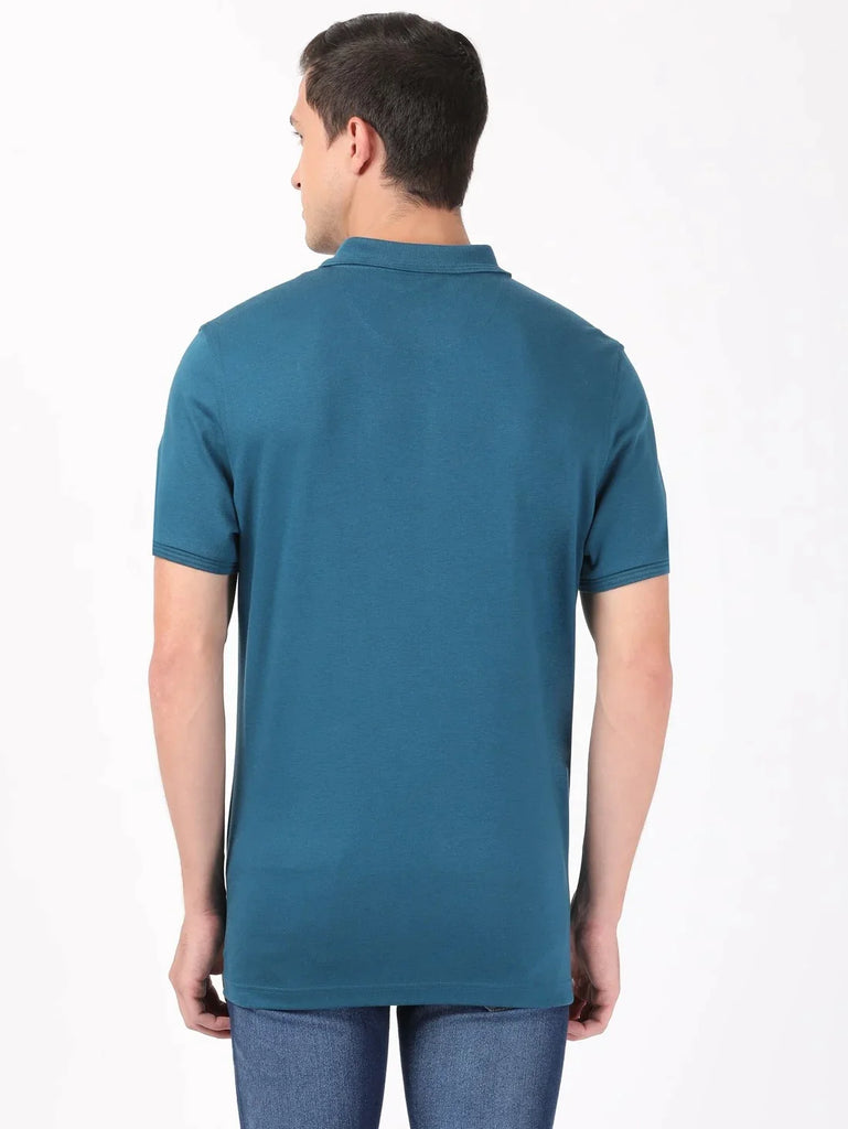 Seaport Teal JOCKEY Men's Solid Half Sleeve Polo T-Shirt