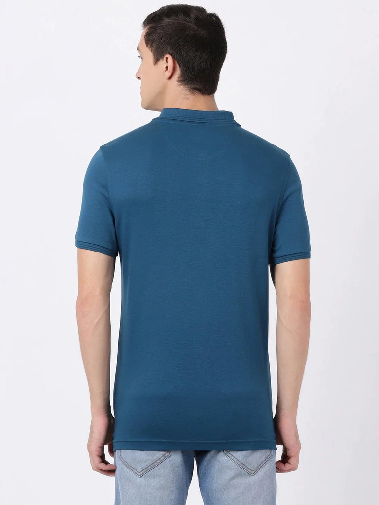 Seaport Teal JOCKEY Men's Solid Half Sleeve Polo T-Shirt