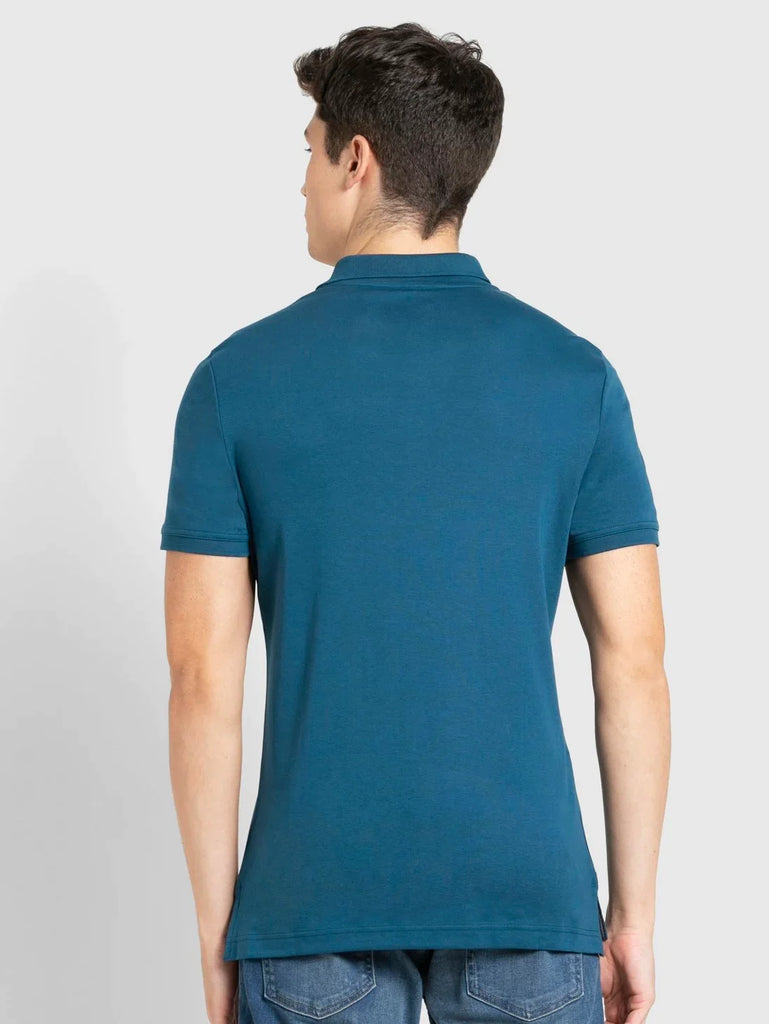 Seaport Teal JOCKEY Men's Solid Half Sleeve Polo T-Shirt