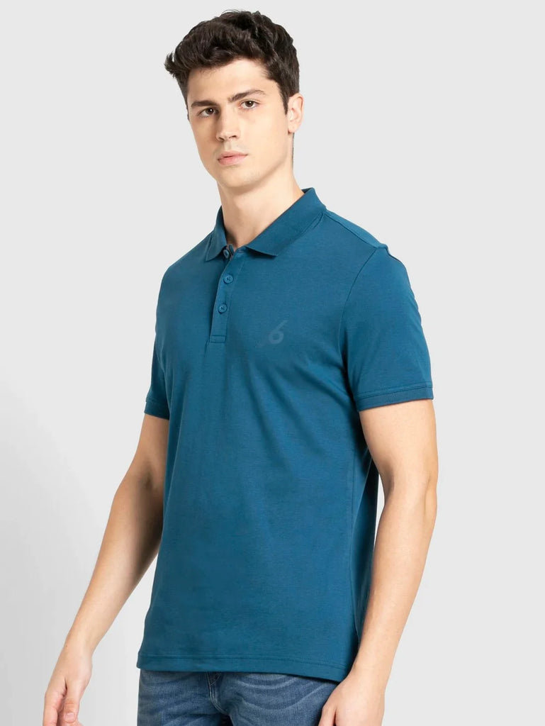 Seaport Teal JOCKEY Men's Solid Half Sleeve Polo T-Shirt