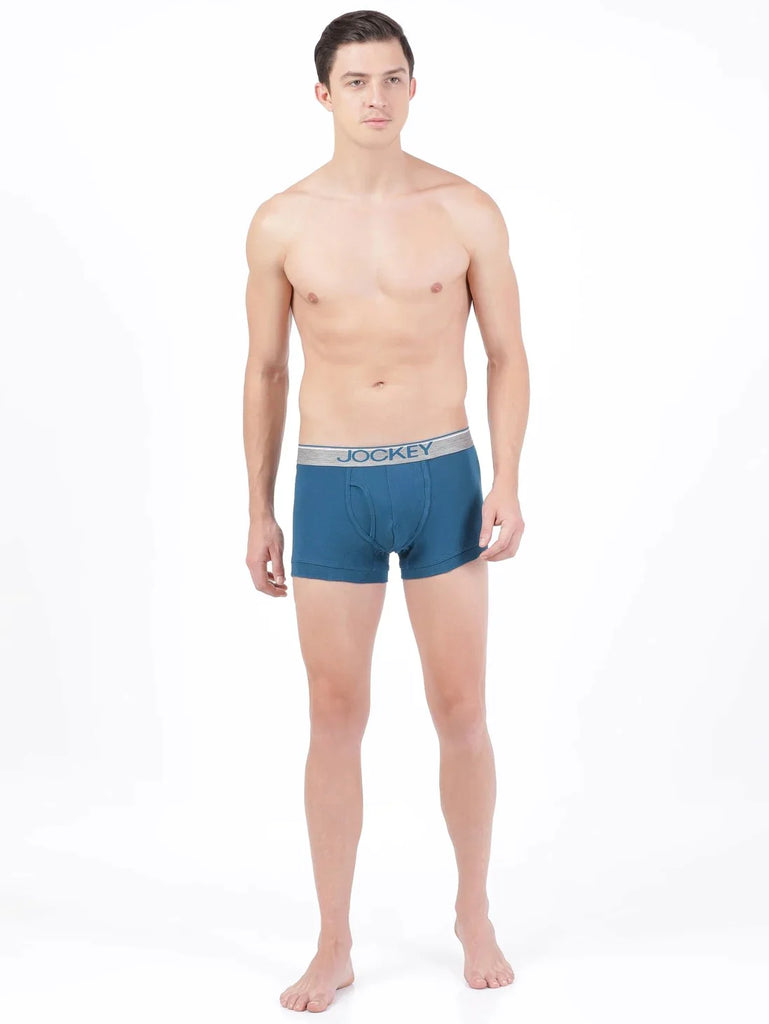 Seaport Teal Jockey Cotton rib Solid Trunk Underwear For Men