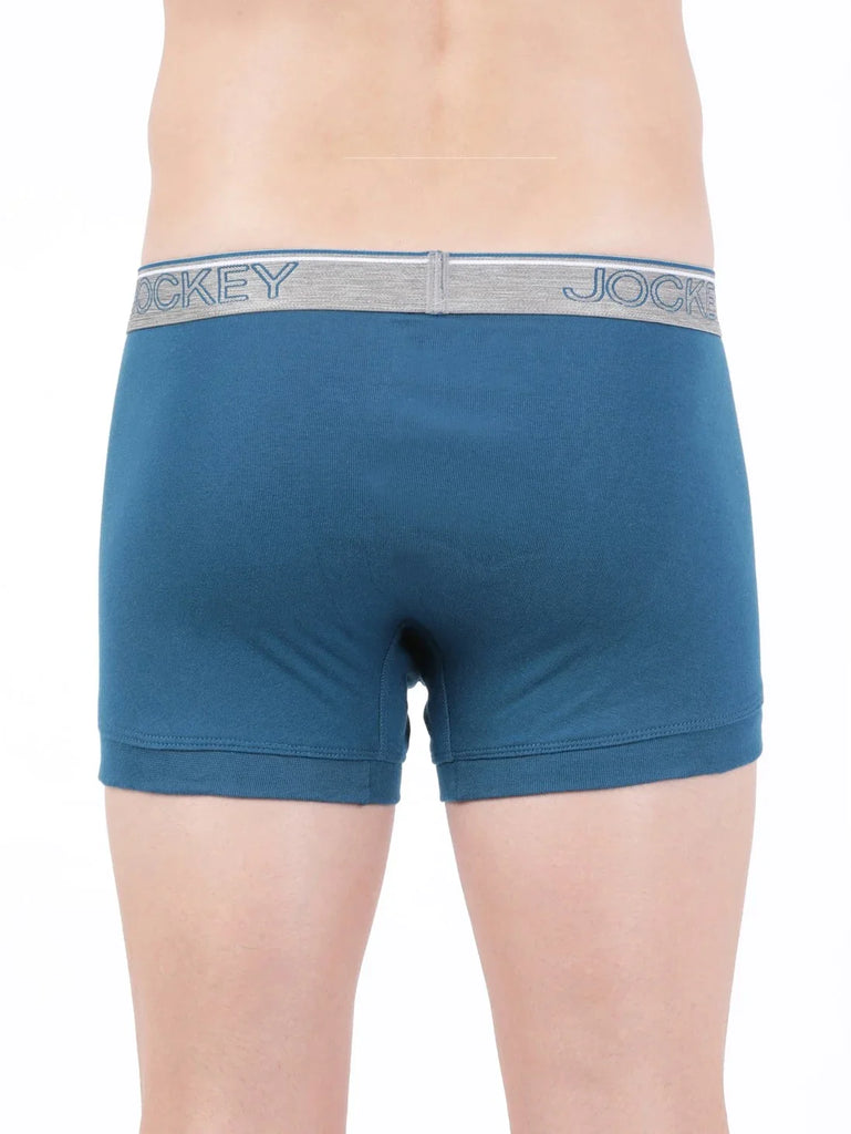 Seaport Teal Jockey Cotton rib Solid Trunk Underwear For Men