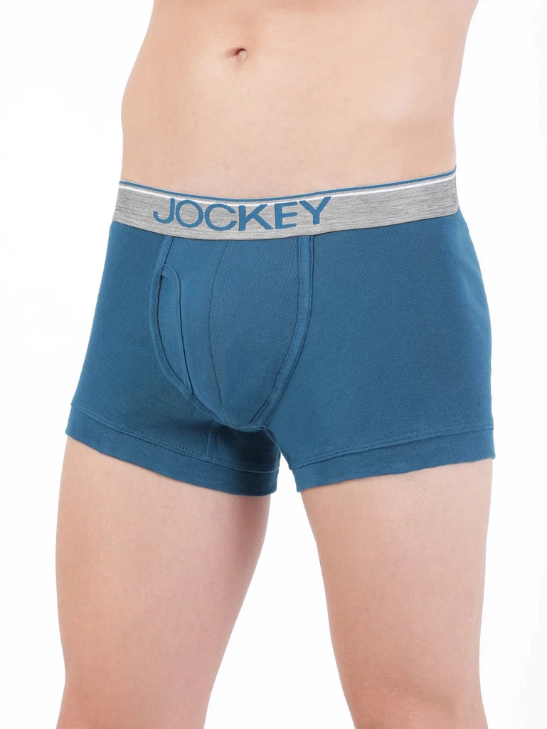 Seaport Teal Jockey Cotton rib Solid Trunk Underwear For Men