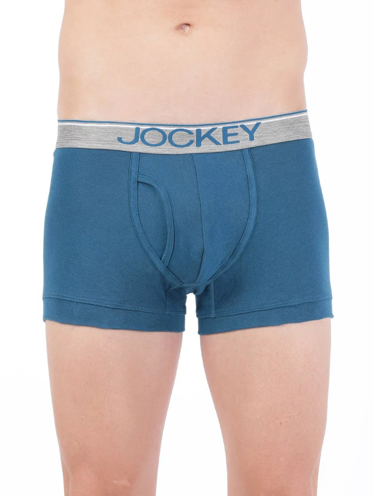 Seaport Teal Jockey Cotton rib Solid Trunk Underwear For Men