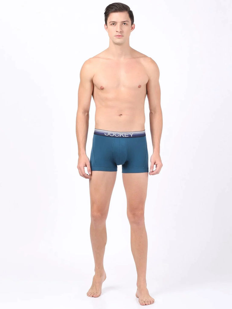 Seaport Teal Jockey Elastane Stretch Solid Trunk Underwear For Men