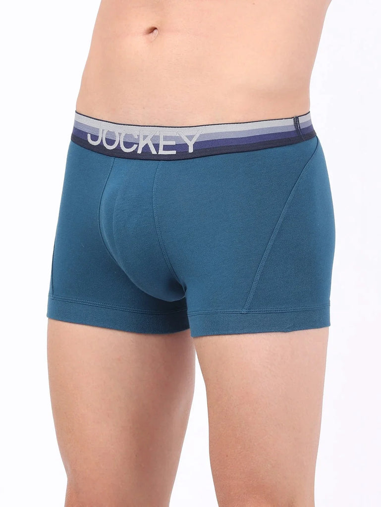 Seaport Teal Jockey Elastane Stretch Solid Trunk Underwear For Men