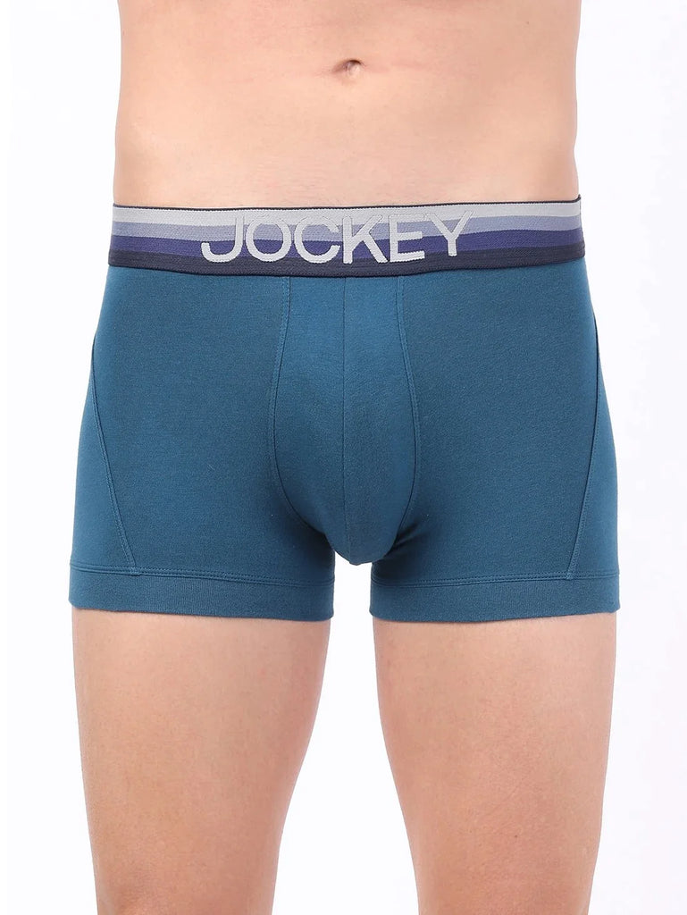 Seaport Teal Jockey Elastane Stretch Solid Trunk Underwear For Men