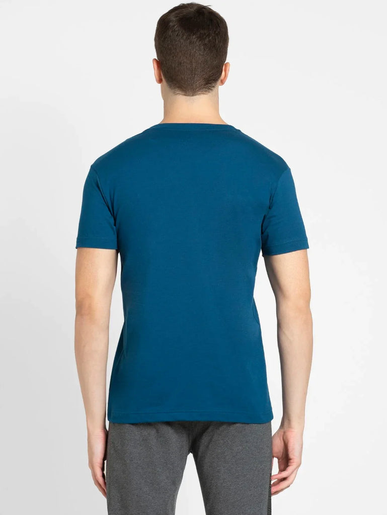 Seaport Teal JOCKEY Men's Solid V Neck Half Sleeve T-Shirt