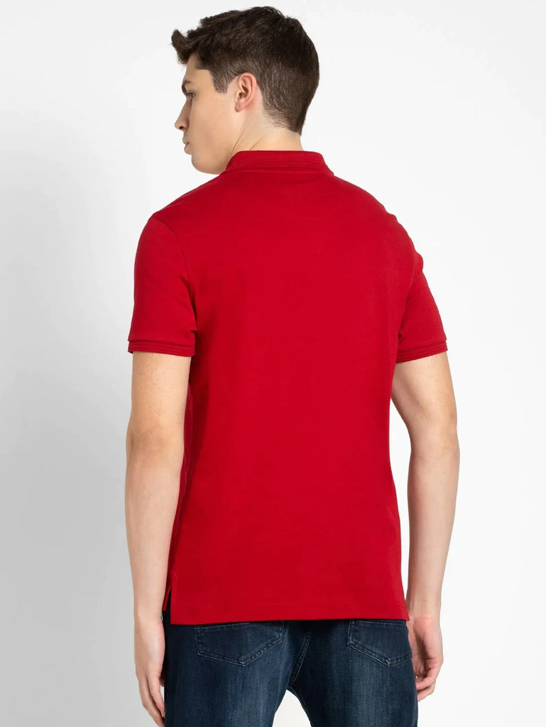 Shanghai Red JOCKEY Men's Solid Half Sleeve Polo T-Shirt