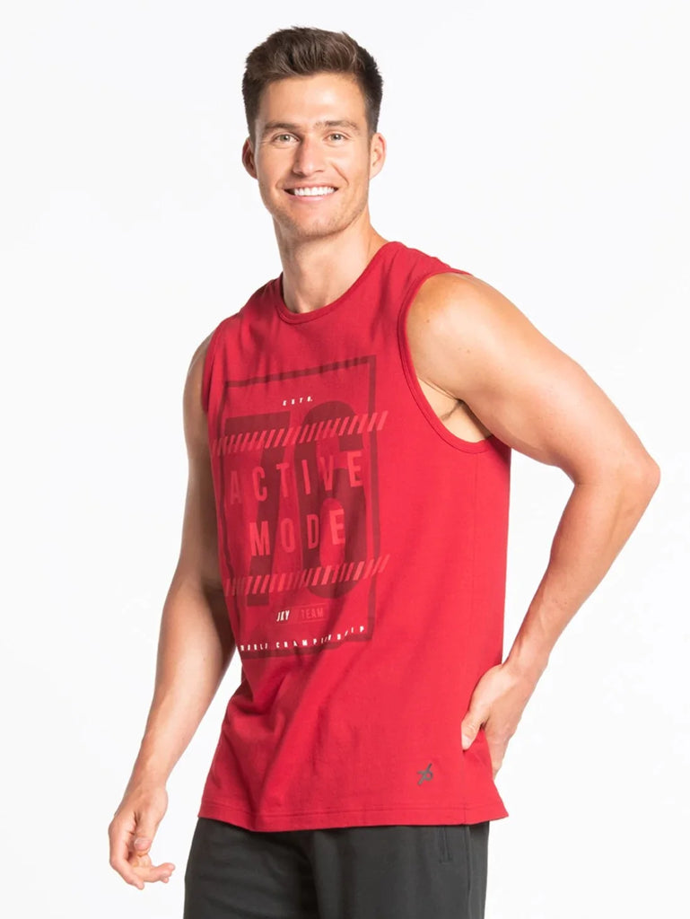 Shanghai Red Printed JOCKEY Men's Round Neck Muscle Tee