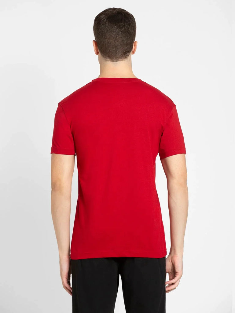 Shanghai Red JOCKEY Men's Solid V Neck Half Sleeve T-Shirt