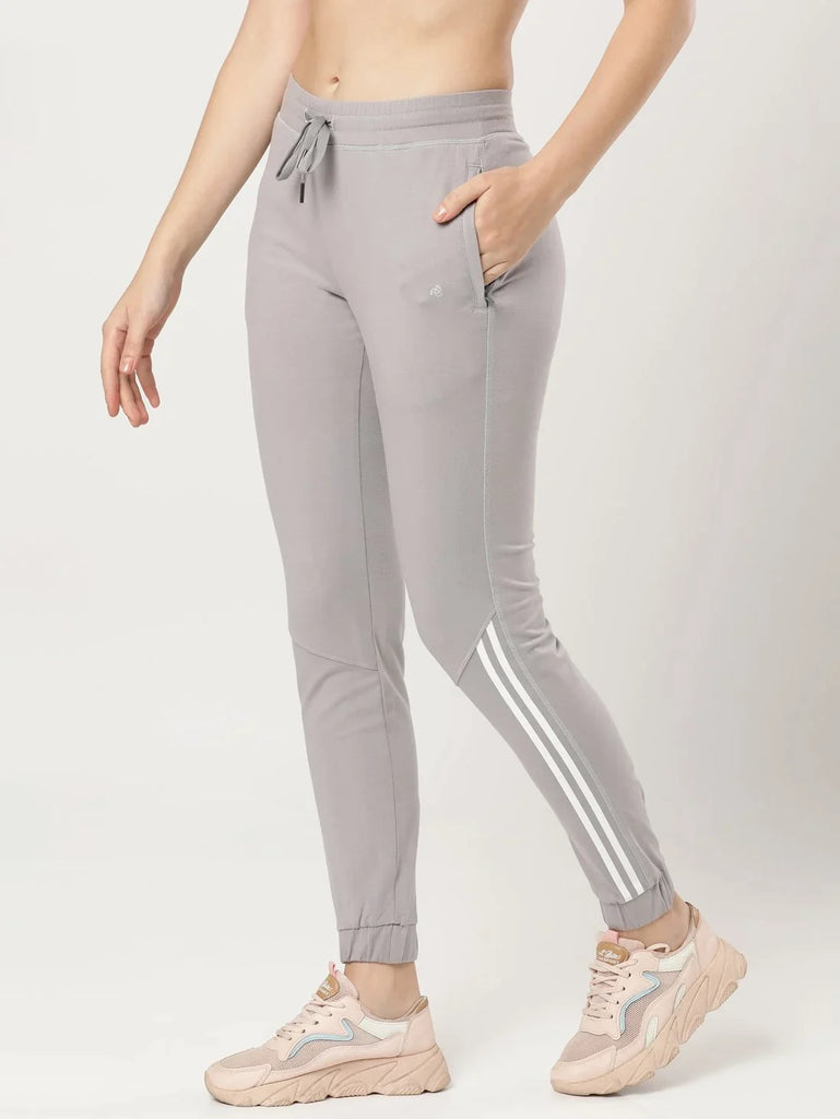 Steel Grey JOCKEY Women's Super Combed Cotton Elastane Stretch Slim Fit Joggers