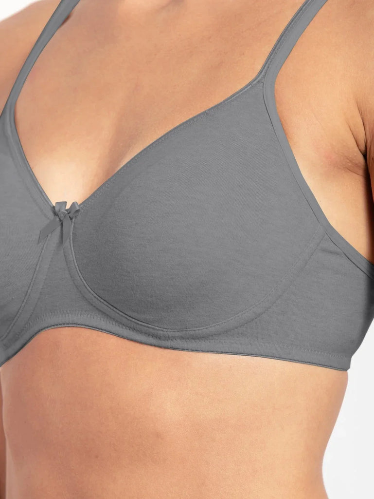 Steel Grey Melange Jockey wirefree non padded Everyday bra for women