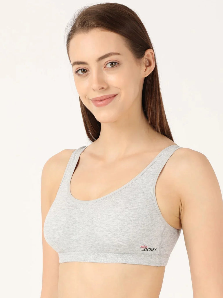 Steel Grey Melange JOCKEY Women's Slip-On Uniform Bra.