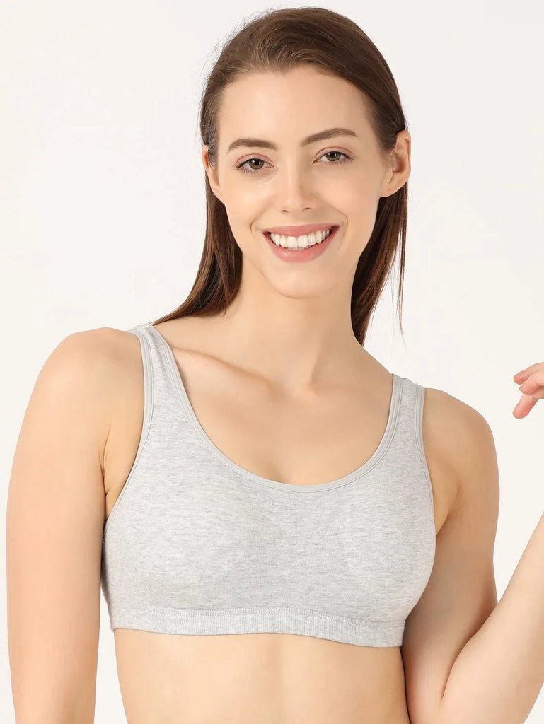 Steel Grey Melange JOCKEY Women's Slip-On Uniform Bra.