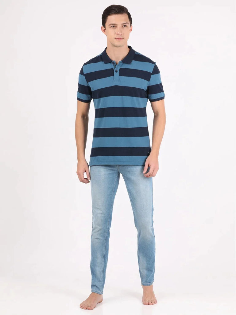 Stellar & Navy JOCKEY Men's Striped Polo T-Shirt