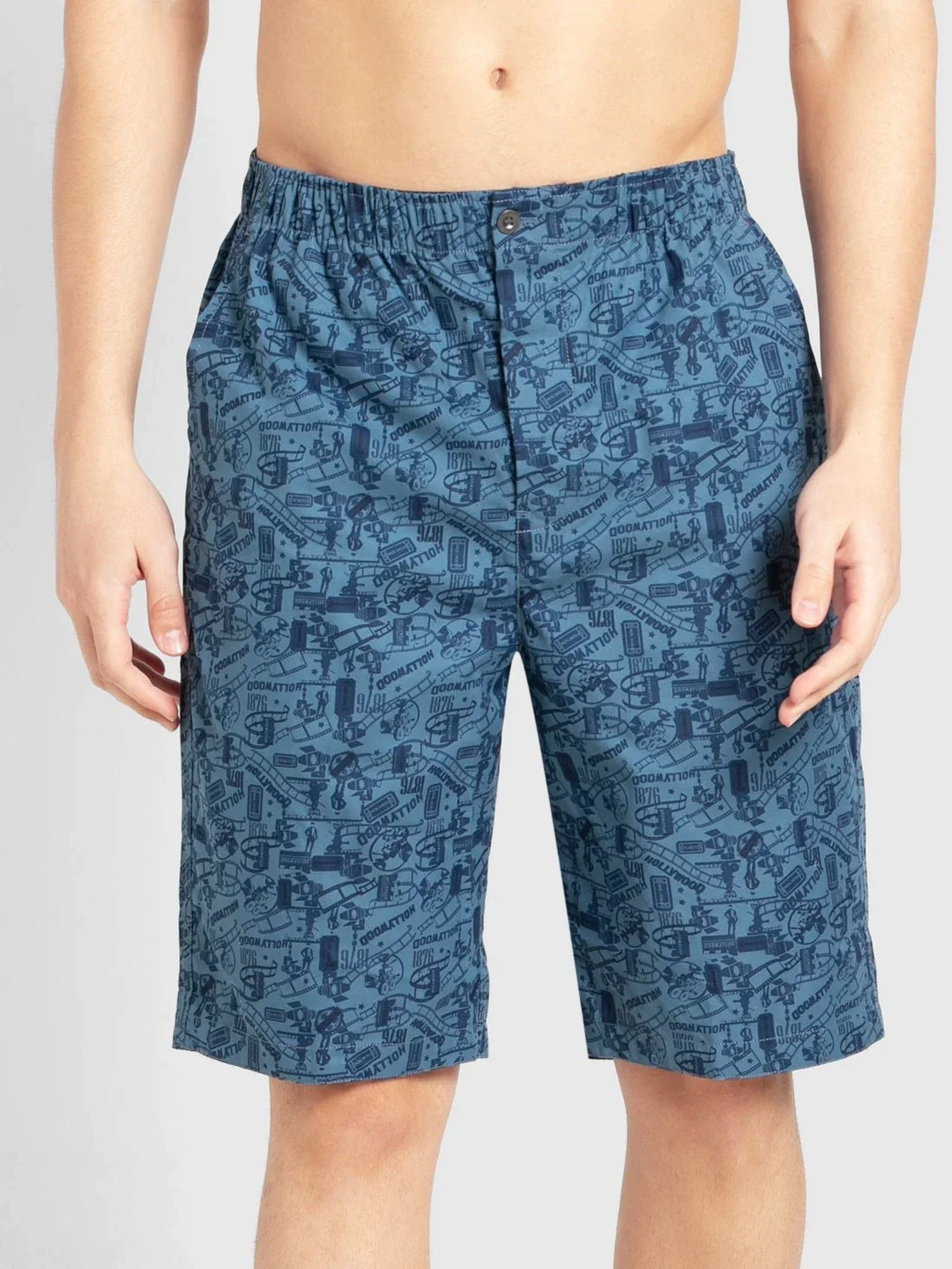Men's Super Combed Cotton Printed Boxer Shorts with Side Pocket - Assorted