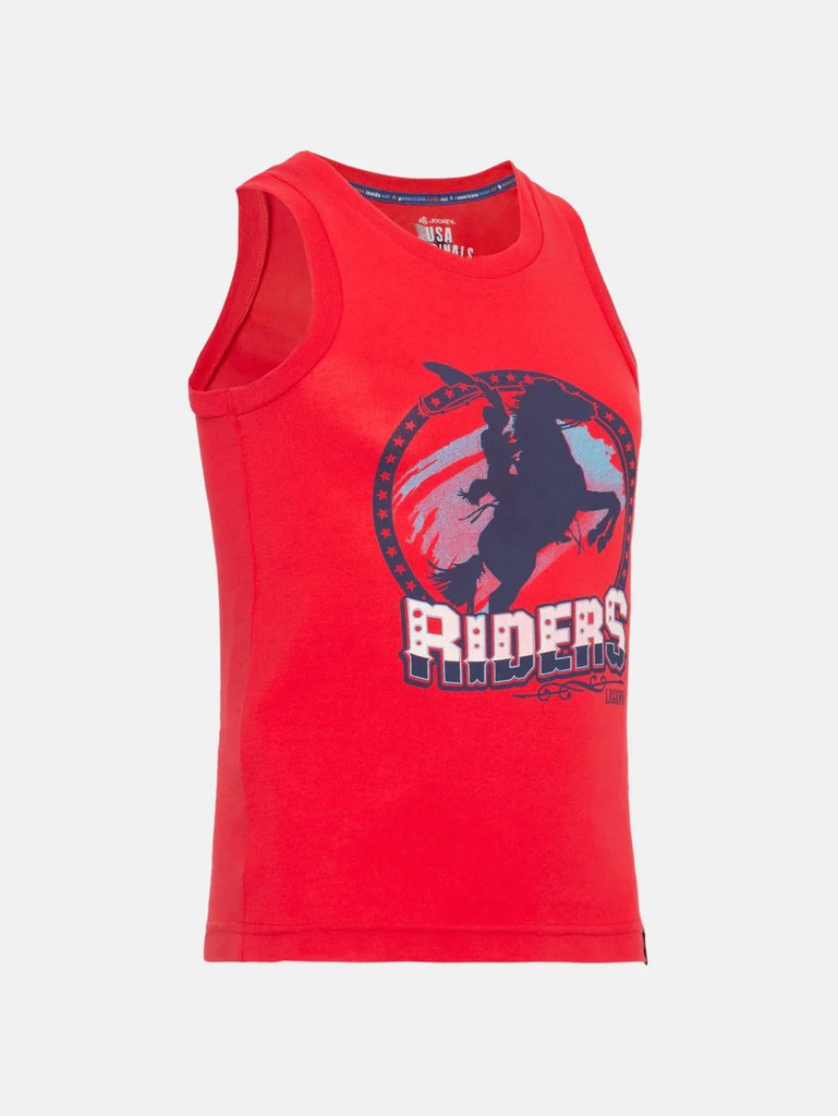 Team Red Jockey Graphic Printed Tank Top For Boys 