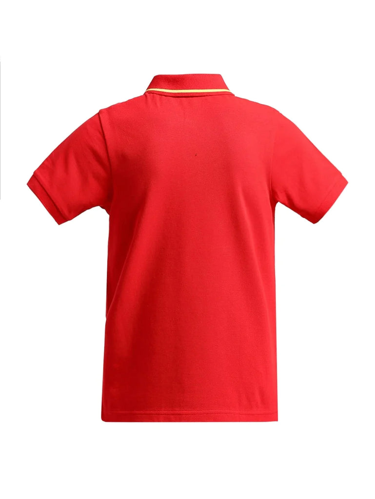 Team Red JOCKEY Boy's Graphic Printed Half Sleeve Polo T-Shirt