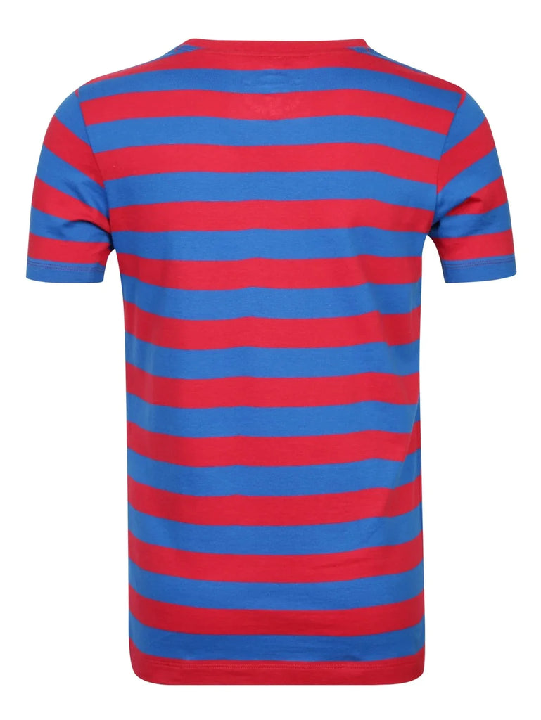 Team Red/J Neon Blue JOCKEY Boy's Striped Half Sleeve T-Shirt