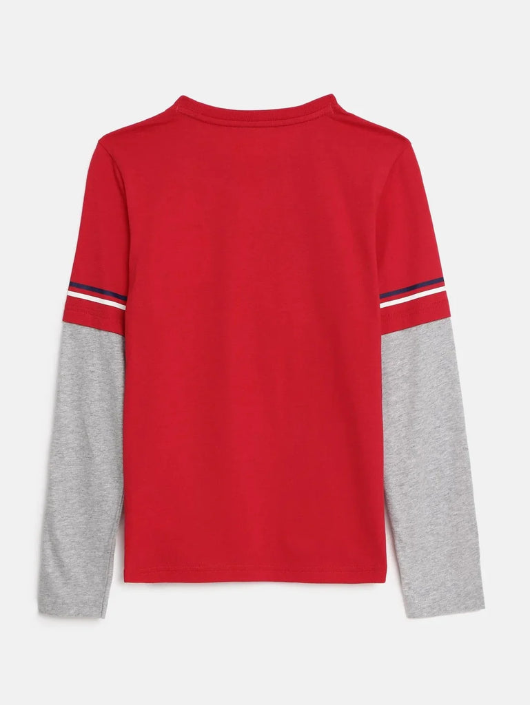 Team Red JOCKEY Boy's Graphic Printed Full Sleeve T-Shirt