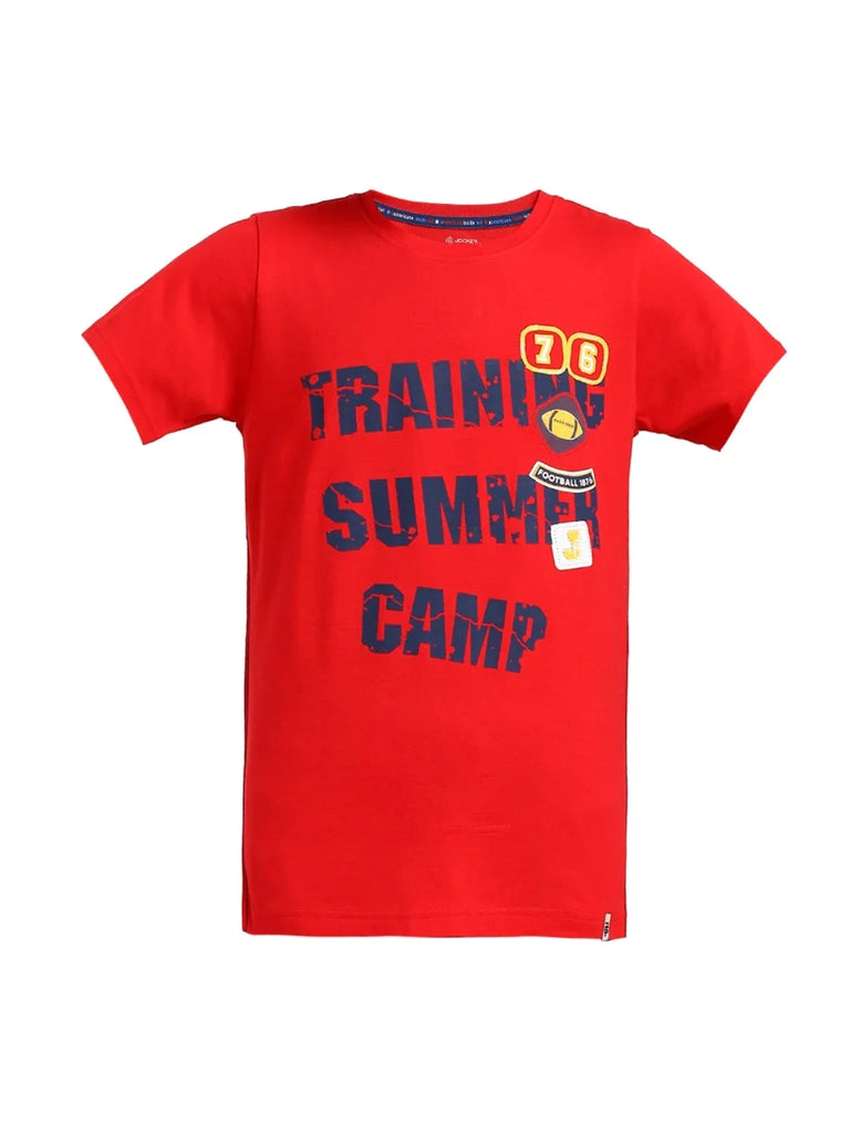 Team Red JOCKEY Boy's Graphic Printed Half Sleeve T-Shirt