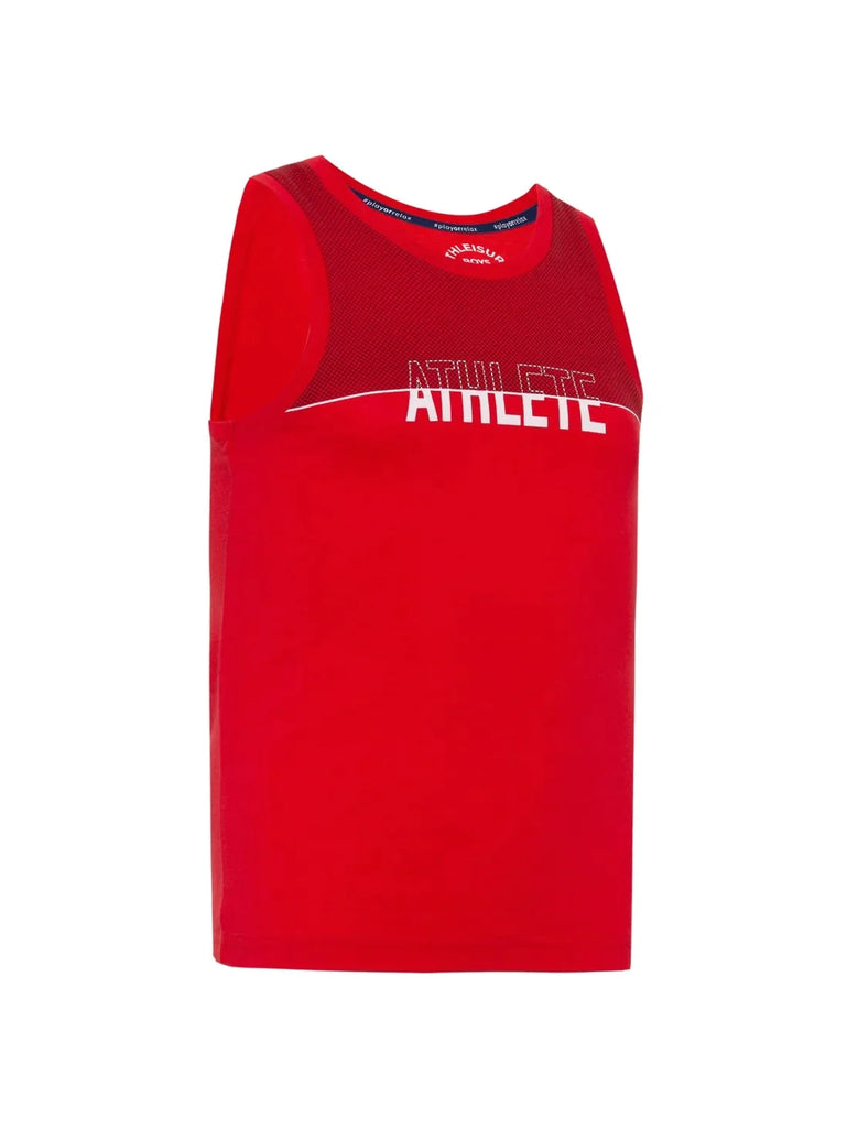 Team Red Printed Jockey Boy's Super Combed Cotton Tank Top