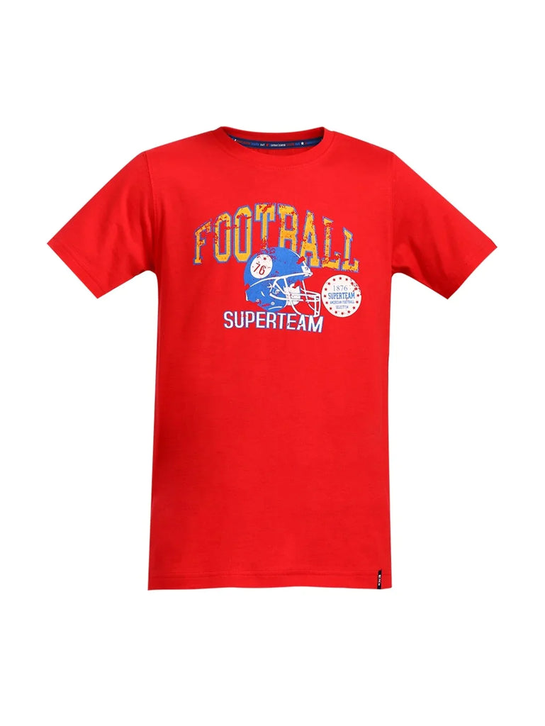 Team Red JOCKEY Boy's Graphic Printed Half Sleeve T-Shirt