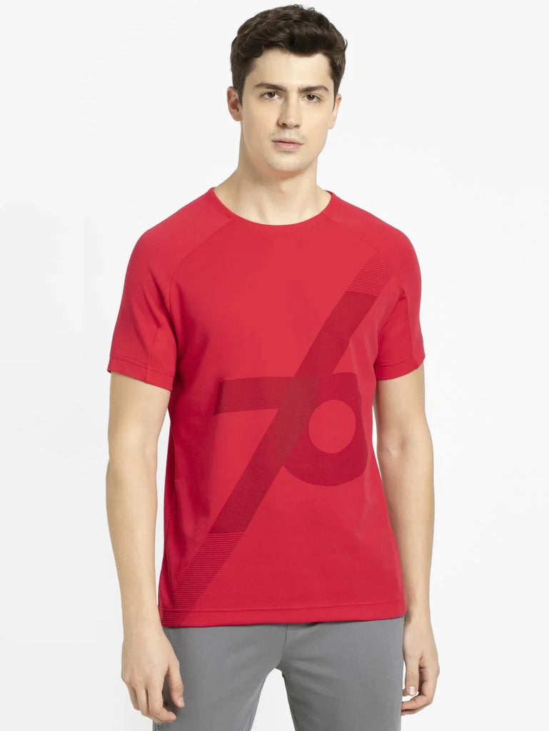 Team Red JOCKEY Men's Round Neck Half Sleeve T-Shirt