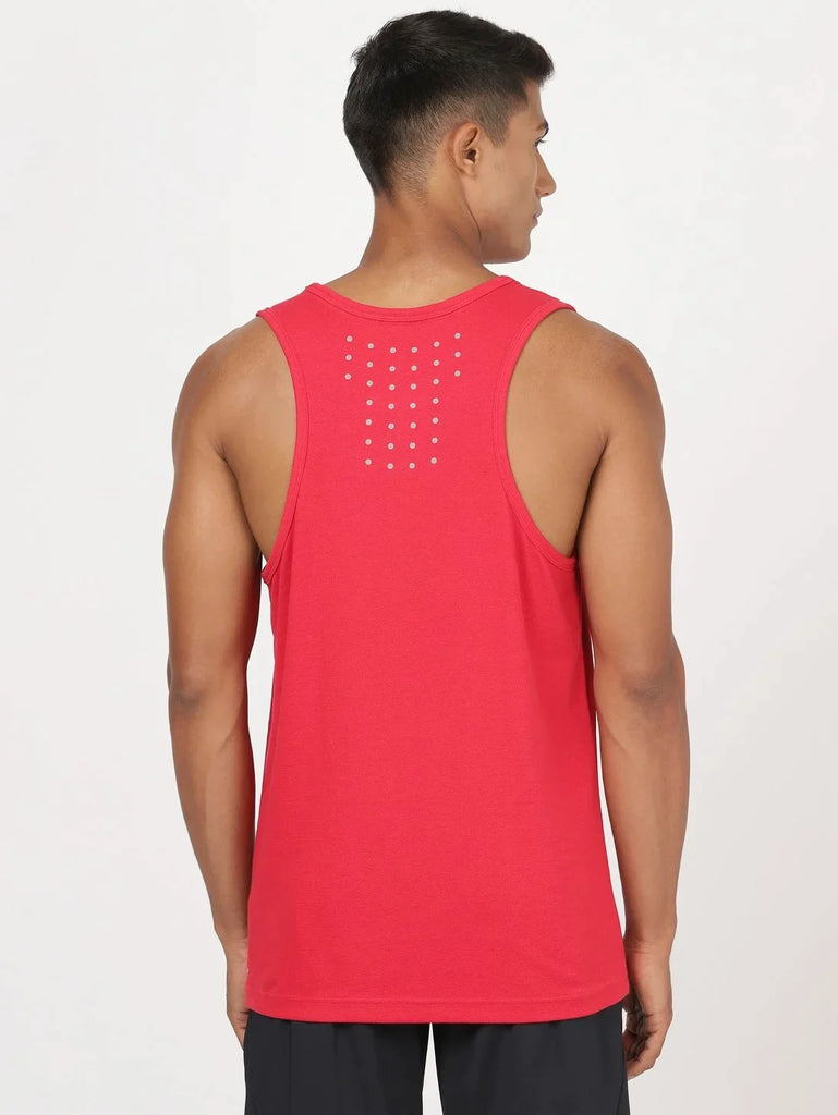 Team Red JOCKEY Men's Solid Low Neck Tank Top