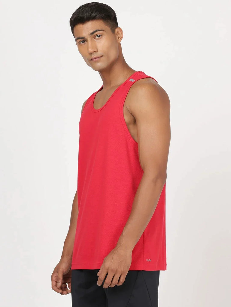 Team Red JOCKEY Men's Solid Low Neck Tank Top