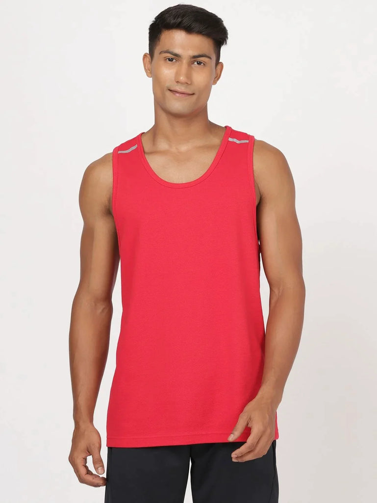 Team Red JOCKEY Men's Solid Low Neck Tank Top