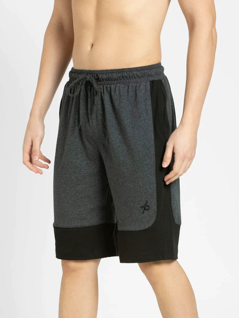 True Black Melange JOCKEY Men's Super Combed Cotton Regular Fit Solid Shorts